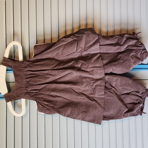 Jacadi Paris Dark Brown Jumpsuit with Pink Floral Embroidery - Picture 7 of 11